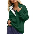 thumbnail image 5 of VISALY Pullover Sweatshirt for Womens Oversized Sweatshirt Casual Button Up Mock Neck Pullover Tops Long Sleeve Shirts Fashion Outfits Clothes Lightweight Sweatshirt Blackish Green L, 5 of 9