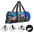 thumbnail image 5 of Xecao Sea Turtle Swims print Round Travel Duffel Bag is a foldable gym bag with an inner pocket, perfect for travel sports, 5 of 8