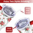 thumbnail image 5 of 40oz Pioneer Colorful Floral Stainless Steel Flip Straw Tumbler with Lid and Straw Spill Proof Travel Cup Double Wall Vacuum Insulated Coffee Mug with Handle Red, 5 of 7