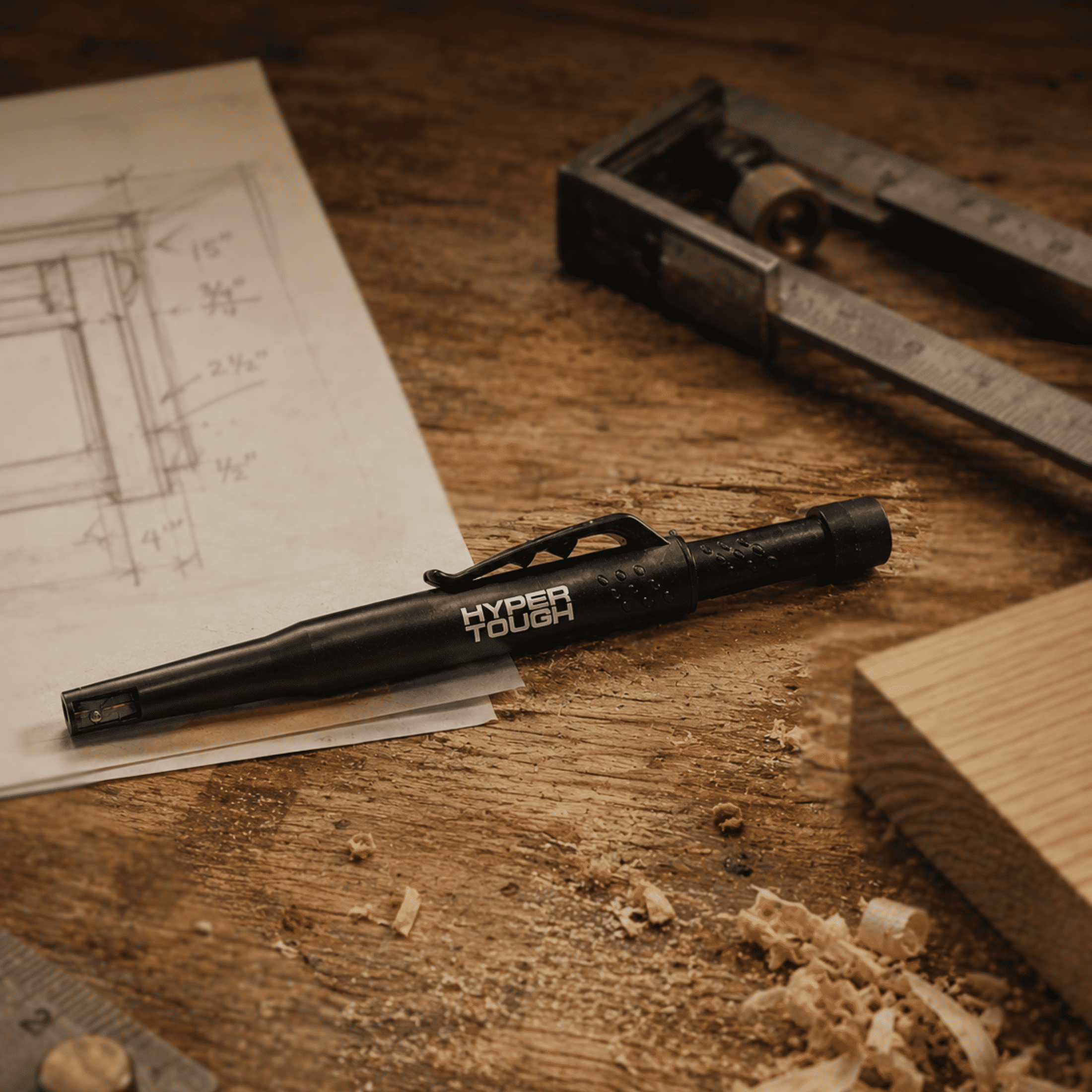 Hyper Tough Mechanical Carpenter Pencil with Pencil Sharpener and Case