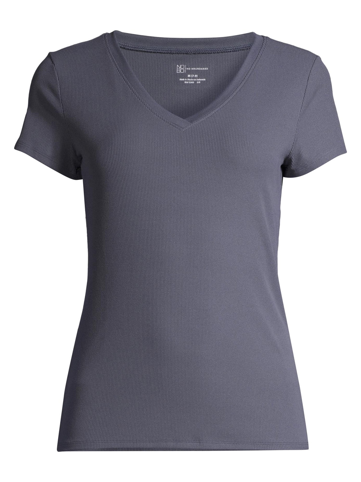 No Boundaries Juniors' Brushed V-Neck Short Sleeve T-Shirt