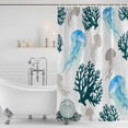 thumbnail image 3 of Jellyfish Coral Coastal Shower Curtain, Waterproof Shower Curtains for Bathroom, Nautical Summer Beach Ocean Sea Washable Fabric Bathtub Curtain Set Bath Decor with 12 Hooks 48"x72", 3 of 8