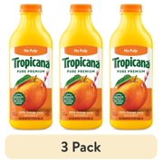 (3 pack) Tropicana Pure Premium 100% Orange Juice Original, No Pulp, No Sugar Added, 46 fl oz