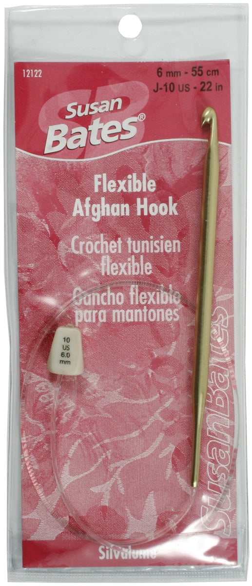 Silvalume Flexible Afghan Hook, 22', Size J10, Light Yellow