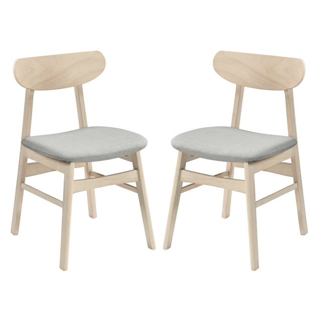 Gymax 2PCS Dining Chair Fabric Upholstered Kitchen Armless Chairs w/Rubber Wood Legs