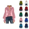 thumbnail image 1 of Hauts en Velours pour Femmes Mode Printemps 2026 Manches Longues Boutonné Col à Revers Chemise Décontractée Blouse, 1 of 5