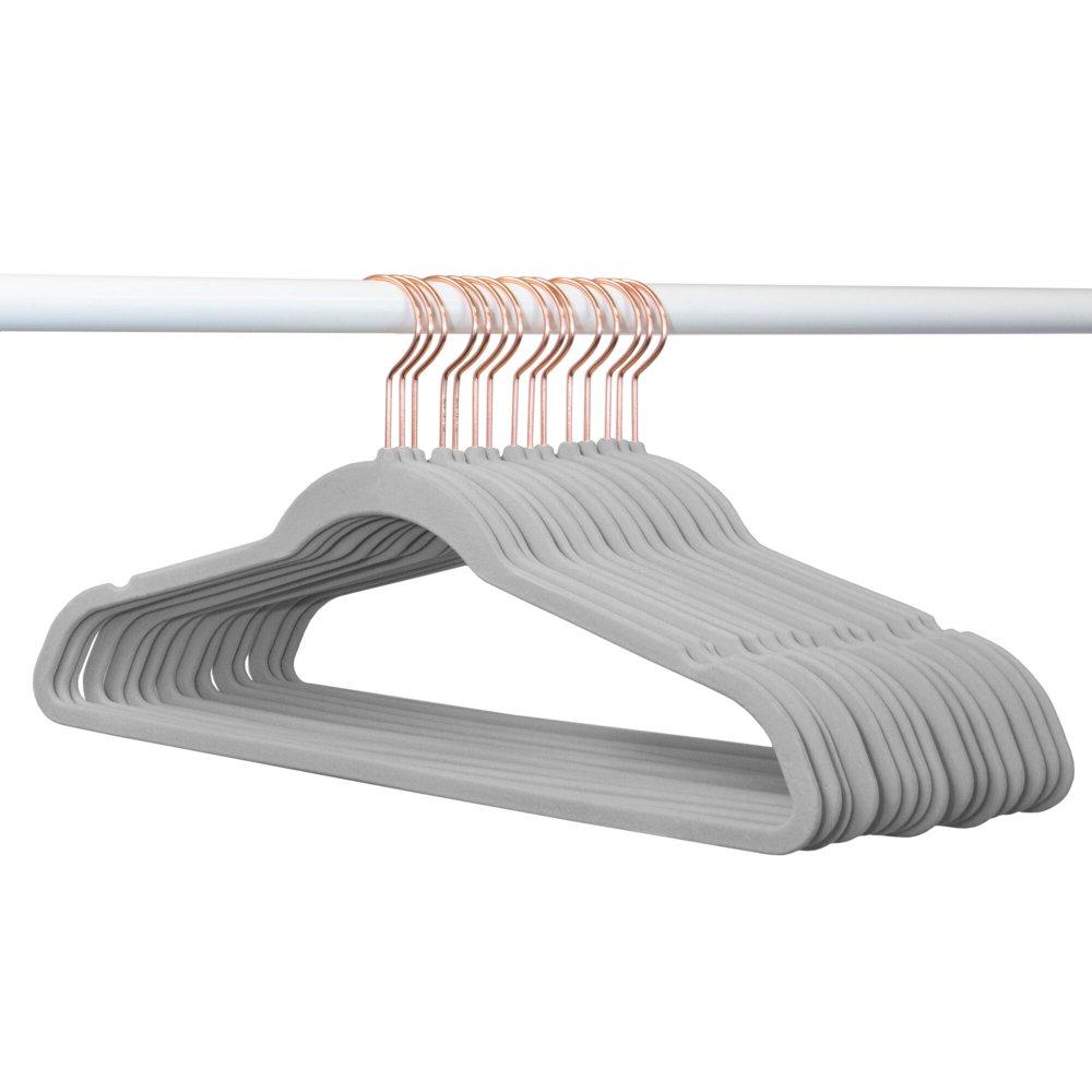 Closet Complete 50 Pack 'Elite Quality' Velvet hangers Light Grey