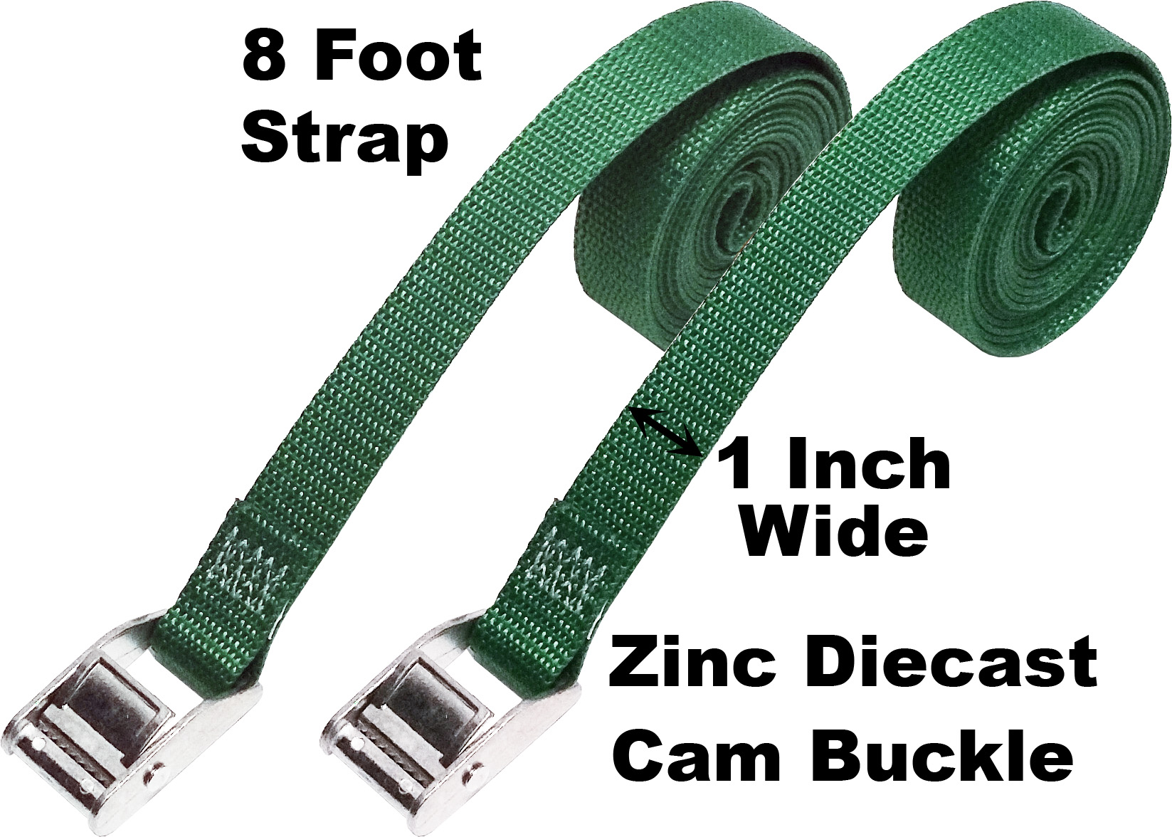 CustomTieDowns 2 Pack-1 inch x 8 Foot Cinch Strap Endless Loop Tie Down (No Hooks). Rust Proof Buckle. - image 3 of 5