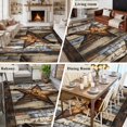 thumbnail image 6 of Vintage Rustic Dark Brown Stars Washable Area Rug 5 x 7 ft Independence Day, Soft Non Slip Rugs Stain Repellent Indoor Felt Carpet for Living Dining Room Bedroom Home Office, 6 of 9