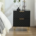 thumbnail image 2 of Glavbiku Wood Black Nightstand,Luxury Carved 2-Drawer Bedside Table with Gold Leg Bedroom,20"H,Adult, 2 of 8
