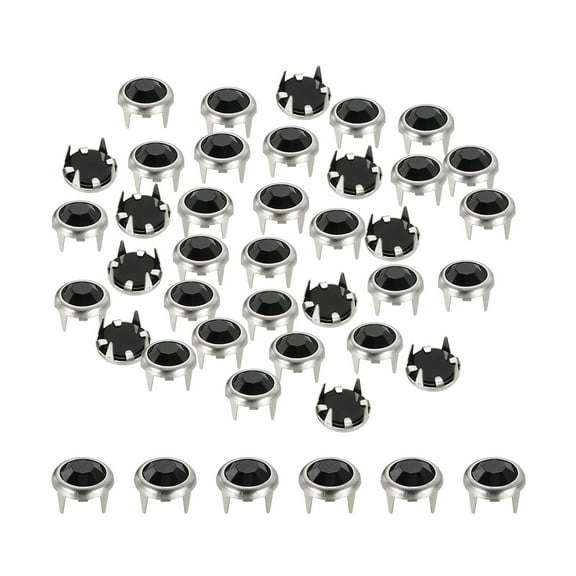 Uxcell Rhinestone Studs, Rhinestone Claw Beads Nailhead Crystal Claw Rivets Punk Spikes Decorative Round Rivet Black 6 mm