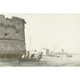 thumbnail image 2 of Abraham-Louis-Rodolphe Ducros 24x17 Black Ornate Framed Double Matted Museum Art Print Titled: Mossel Fishermen on Mare Piccolo at the Fortifications of Tarente (1778), 2 of 5