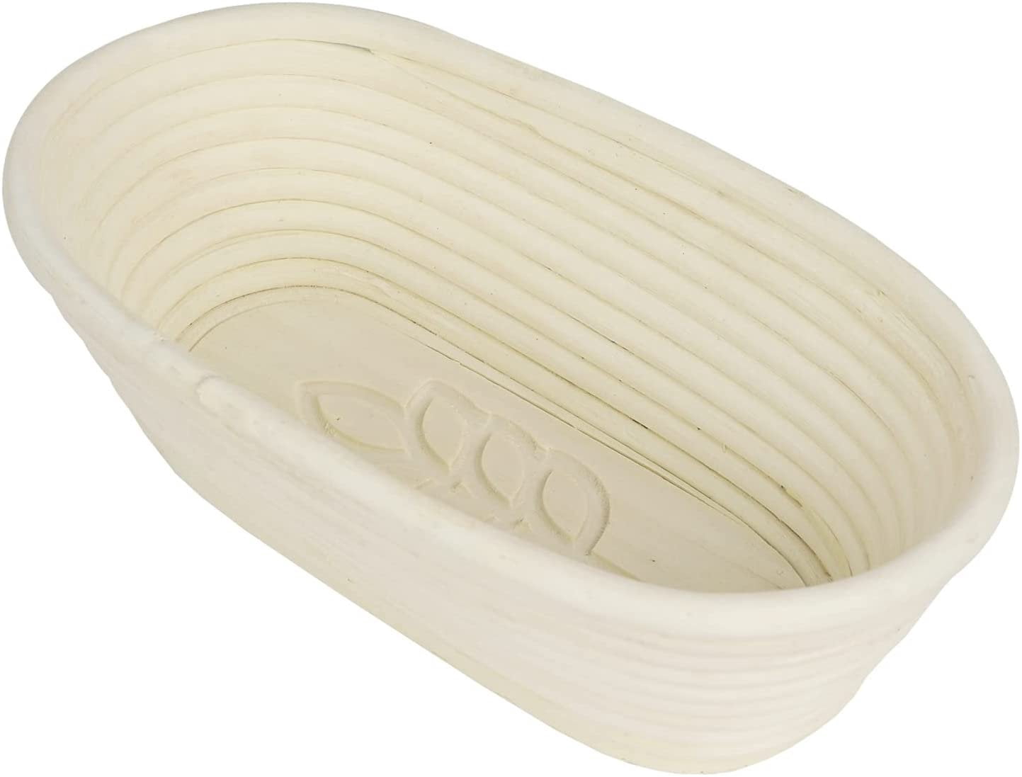 Vollum Bread Proofing Basket Banneton Rattan Cane Bread Maker for Artisan Breads, 10 Inch x 5.5 Inch x 3.5 Inch,1-Pound Oval Brotform with Leaf Imprint