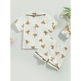 thumbnail image 5 of Kids Toddler Girl Boy Two Piece Pajamas Set 1Y 2Y 3Y 4Y 5Y 6Y Button Down Pajama Shirt Top Pants Shorts Bear Sleepwear Pjs Set, 5 of 9