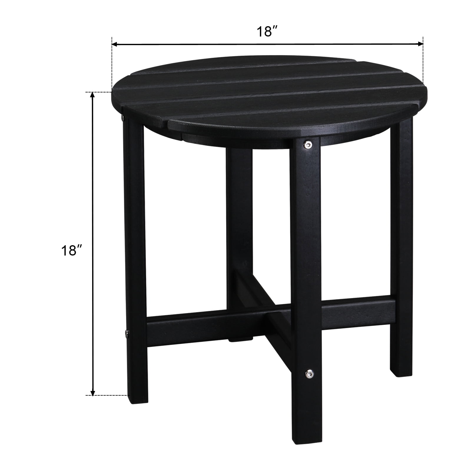 Ktaxon 18" HDPE Outdoor Side Table, Round Adirondack Outdoor End Side Table, Weather Resistant End Table for Living Room, Bedroom, Black