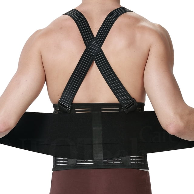 Cinturón de soporte lumbar ajustable NeoTech Care con tirantes, negro, talla XXL