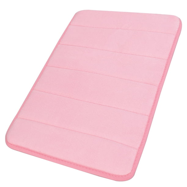 Unique Bargains Solid Contemporary Memory Foam Bath Rug Pink 24