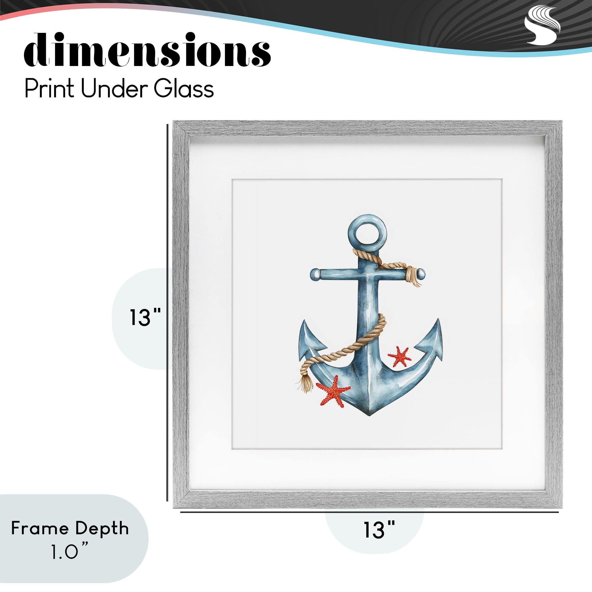 Stupell Industries Cute Sailor Anchor with Starfish Gray Framed Print Under Glass, design by LSR Design Studio