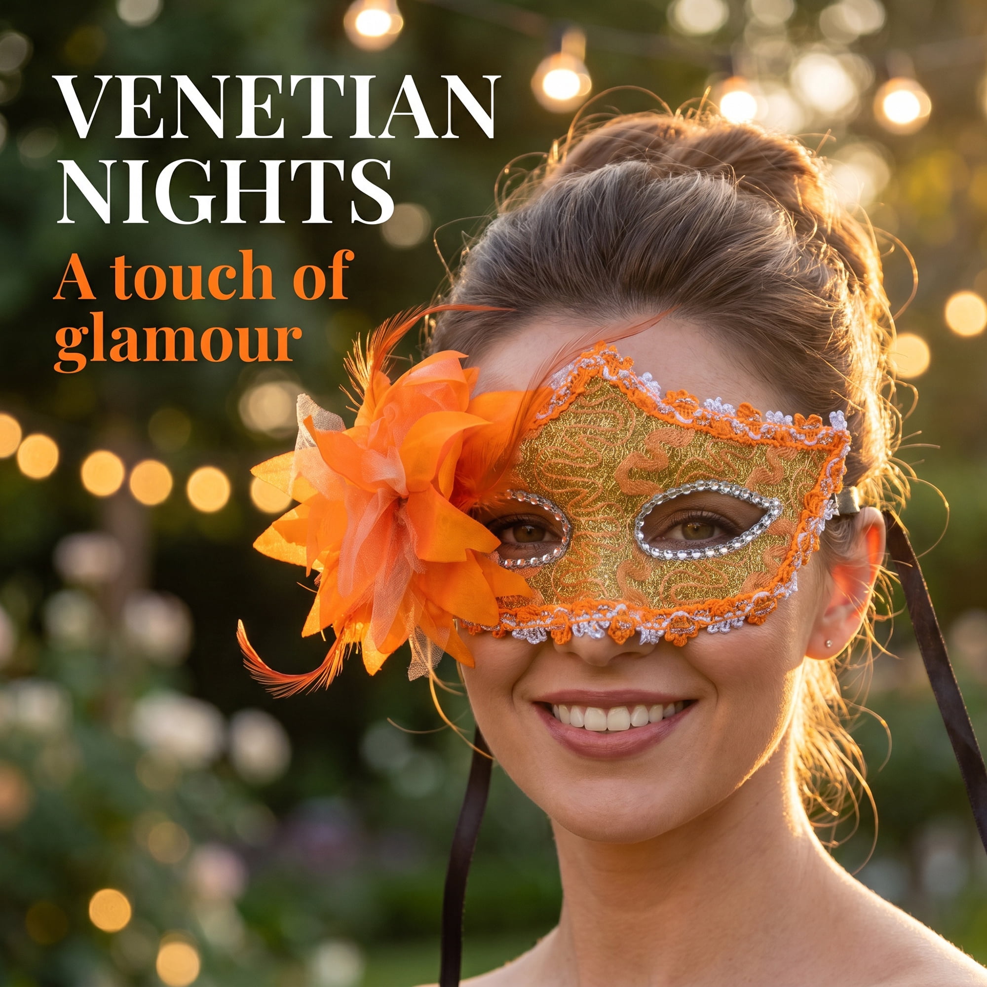 Unique Bargains Venetian Masquerade Side Flower Rose Eye Mask for Party Orange 6.3" x 4.3"