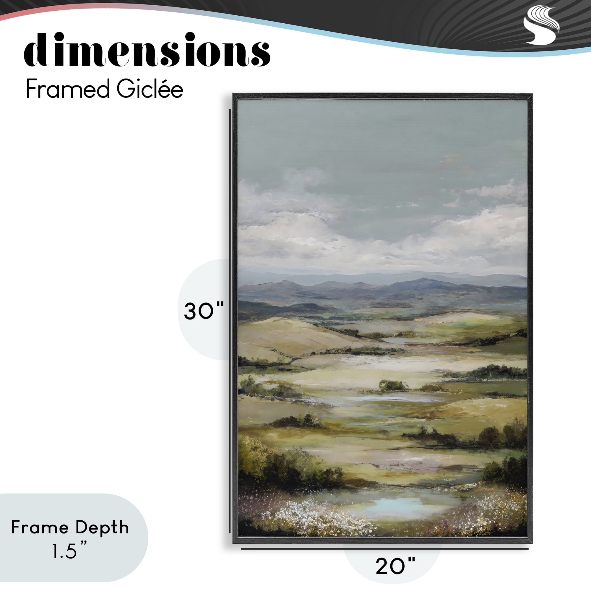 Stupell Industries Rolling Mountain Meadows Black Framed Giclee Art, design by Petal Prints Design
