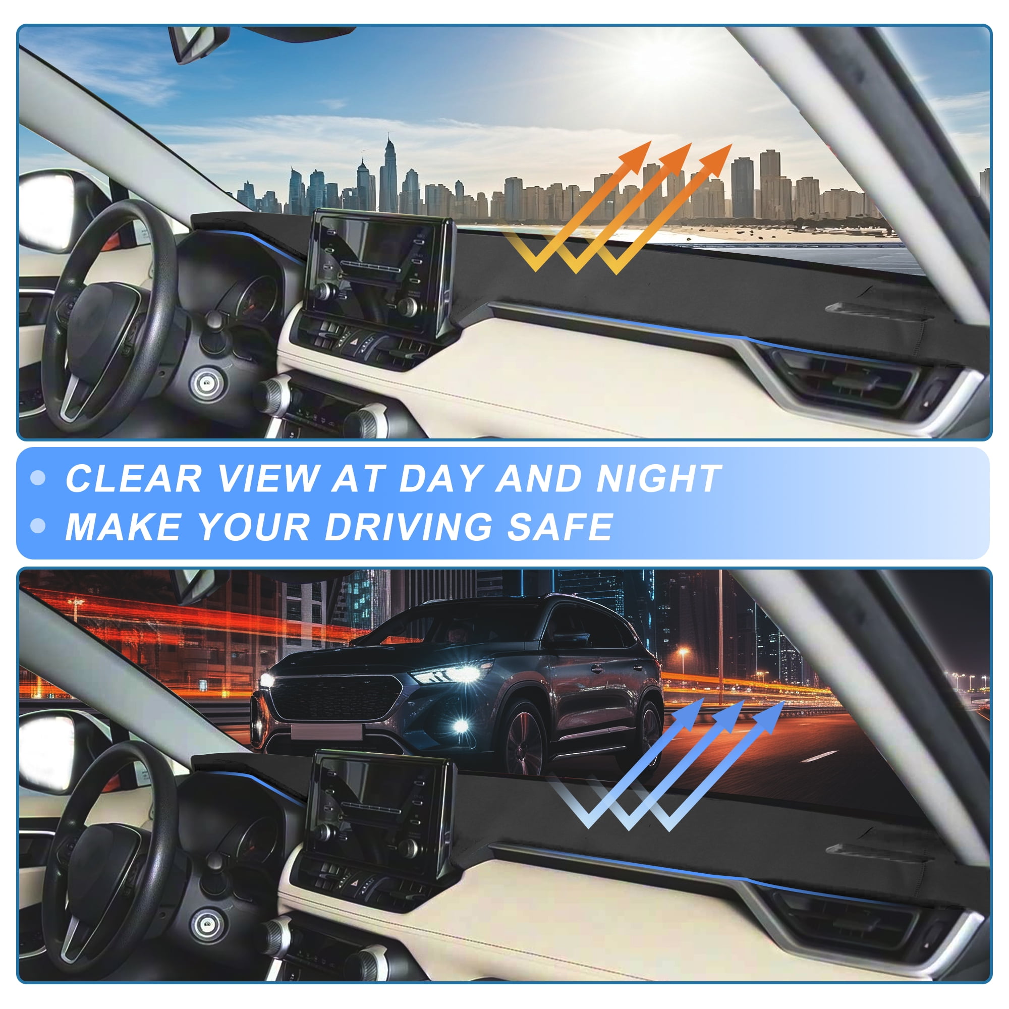 Leather Dash Cover for GMC Sierra for Chevrolet for Silverado 2007-2013 Dashboard Cover Mat Sunshade Non-Slip Dashboard Protector Anti-Glare& Beat The Heat