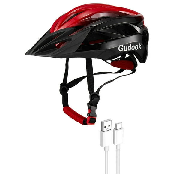 Greeniant Casco de ciclismo con luces Bicicletas de carretera de montaña Advertencia de carga Sombrero de seguridad Bicicleta Escalada Gorras de Ciclismo negro rojo METRO