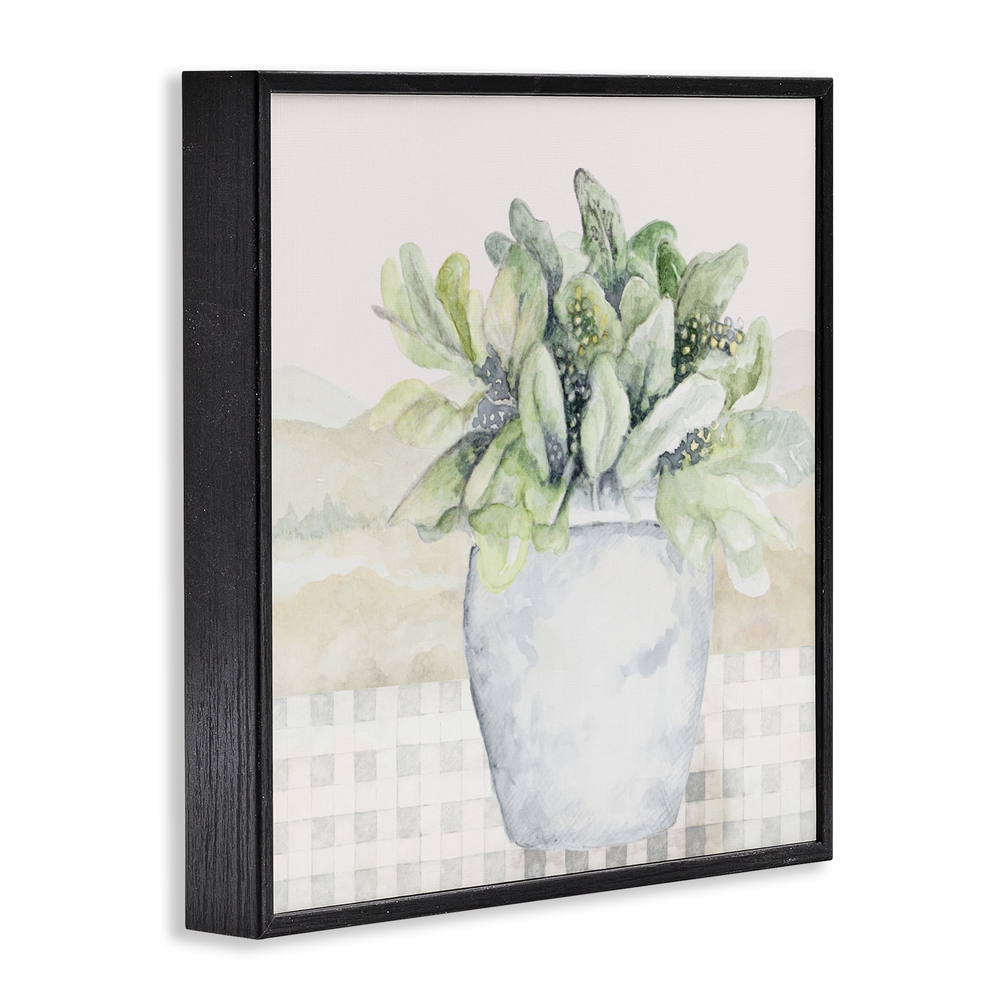 Stupell Industries Potted Farm Herbs Arrangement Black Framed Giclee Art, design by Janice Gaynor