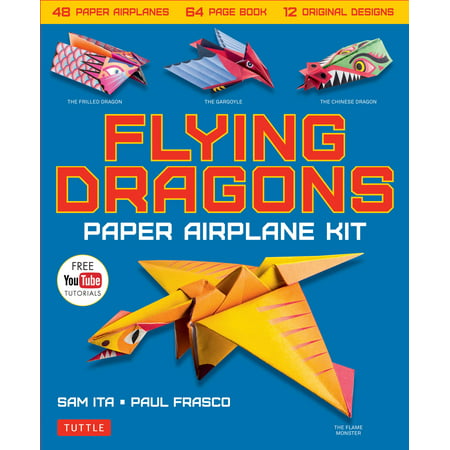 Flying Dragons Paper Airplane Kit: 48 Paper Airplanes, 64 Page Instruction Book, 12 Original Designs, Youtube Video Tutorials
