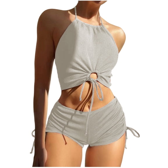 Enjoytime Women's Bikini Swimsuits Cutout Tummy Control Halter 2 Piece Bathing Suit High Cut Tie Side Modest Swimwear 2026