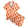 thumbnail image 6 of KPOPLK Tween Halloween Pjs Set Ghost Pumpkin Print Girls Silk Pjs Short Sleeve Button Down Nightwear with Shorts Set Tween 12-13 Years Little's Pajamas,Size 10-11 Years, 6 of 9