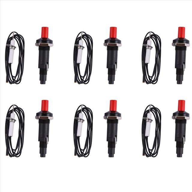 6X Piezo Ignition Set with Cable 1000mm Long Push Button Kitchen for Gas Stoves Ovens,6 x Piezo Spark Ignition Set,Black