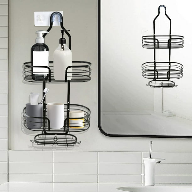 Bathroom Shower Hanging Rack Organizer | 3-Tier Stainless Steel Caddy with Soap Dish Hooks | Over Shower Head Mount | Rust-Resistant Storage for Towels, Sponges, Shampoo | 63x29.5x16cm | Silver | 1Pc