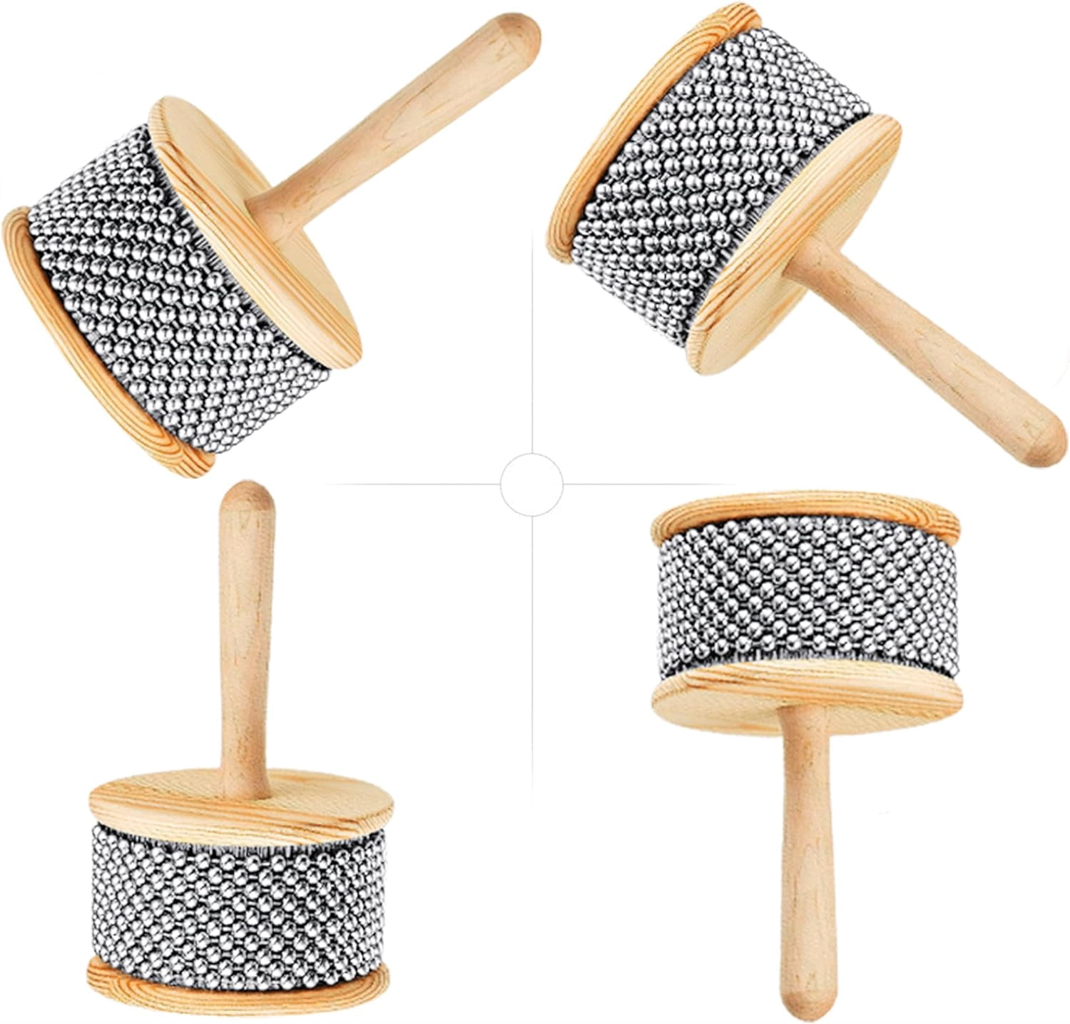 Wooden Hand Cabasa Percussion Instrument: Hand Shaker Pop Cabasa Musical Instrument Shaker with Metal Beads & Cylinder, for Band Music Education, Professional Standard Size (Wood, 4.52")