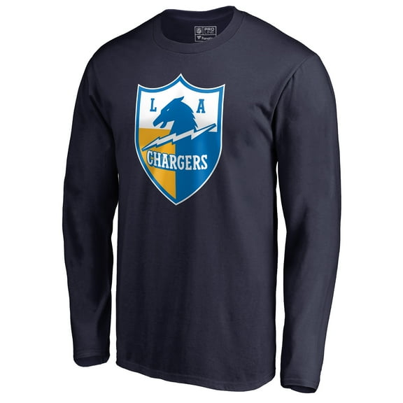 Men's Navy Los Angeles Chargers Vintage Shield Logo Long Sleeve T-Shirt