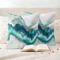 thumbnail image 3 of Turquoise Marble Outdoor Waterproof Pillow Covers, Luxury Modern Abstract Texture Art Decorative Square Throw Pillowcase Sofa Cushion Sham for Patio/Couch/Chair, 16"x16" 2 Pack, 3 of 8