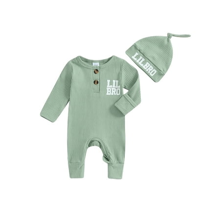 

Xingqing Boys Jumpsuit Long Sleeve Crewneck Letter Print Romper with Hat