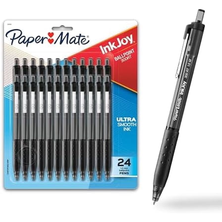 Paper Mate InkJoy 300RT Retractable Ballpoint Pens, Medium Point (1.0mm), Black, 24 Count