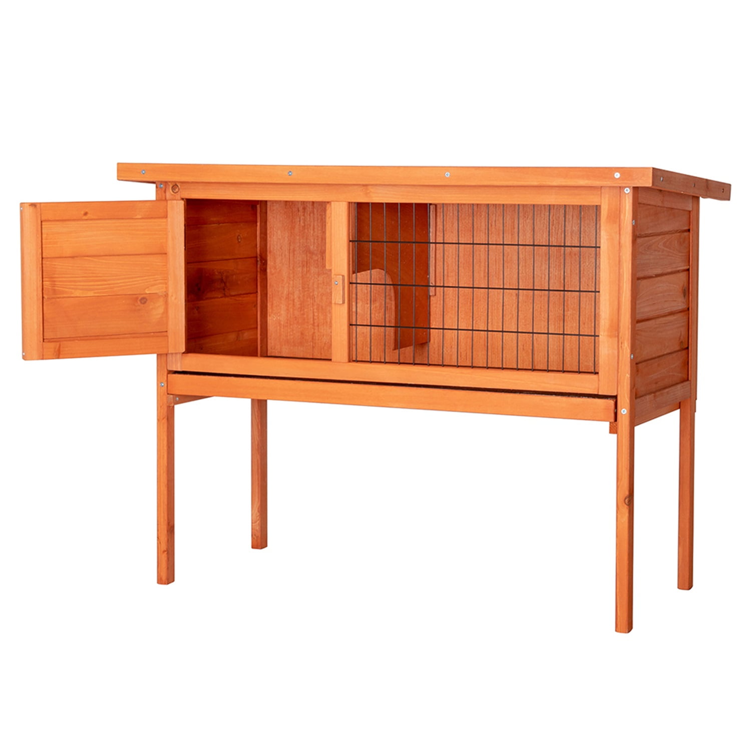 Pefilos 36 Inch Single Rabbit Hutch Deck Waterproof Wooden Bunny Cage Hen House Pet Animal Poultry Cage, Orange Pefilos 36 Inch Single Rabbit Hutch Deck Waterproof Wooden Bunny Cage Hen House Pet Animal Poultry Cage, Orange