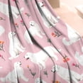 thumbnail image 4 of White Dogs and Flowers Blanket,Comfortable Soft Flannel Throw Blanket,All Season,Warm Lightweight Blankets for Sofa Bed Couch Living Room Chair,50"x60"(130x150cm), 4 of 4