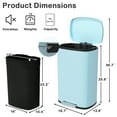 thumbnail image 3 of CL.HPAHKL 13 Gallon(50L) Kitchen Trash Can with Lid，Stainless Steel Garbage Can with Soft-Close Foot Pedal and Removable Inner Bucket, Trash Bin for Bathroom Bedroom Home Office, Blue, 3 of 8