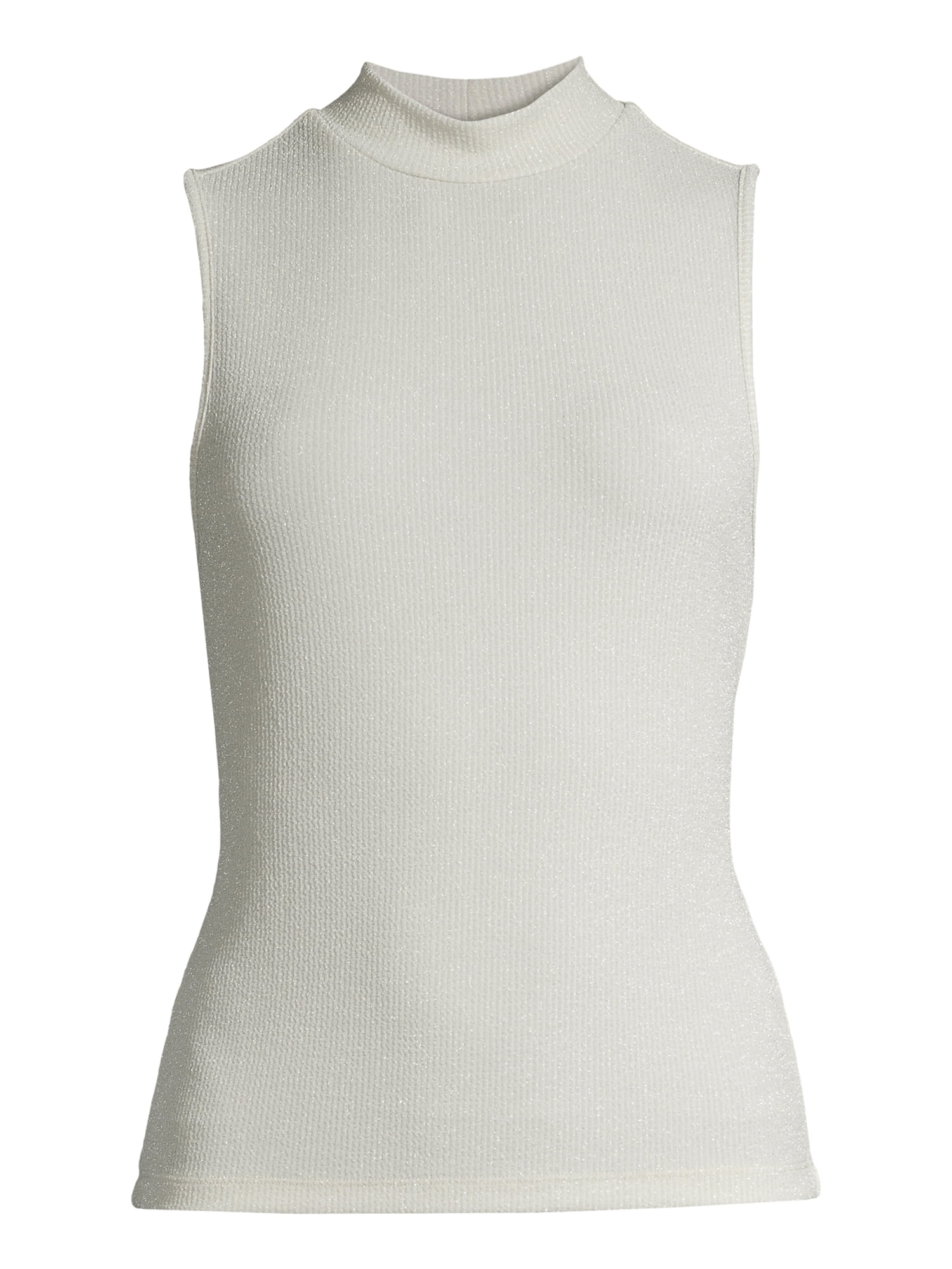 No Boundaries Juniors Sleeveless Metallic Mockneck Sweater