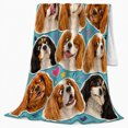 thumbnail image 2 of Cavalier Charles Spaniel Portrait Collage, Playful Pet Portrait Pattern, Warm Flannel Blanket for Living Room and Bedroom, Dog Lovers person's Day Gift, Pet Lover Home Decor, 2 of 9