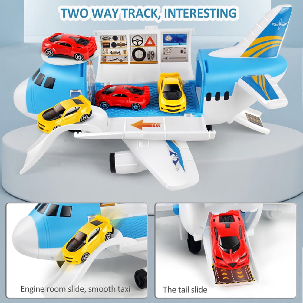 Toys for Kids 3-6 Years Airplane Toys,Transport Cargo Airplane with 4 Car 1 Helicopter for Boys Girls