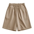 thumbnail image 5 of Cagogo Women's High Waisted Shorts with Pockets Solid Casual Summer Beach Vacation Shorts Elastic Waist Lounge Trousers Travel Clothes, Khaki M, 5 of 6