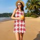 thumbnail image 3 of Balery Plaid Heart Vestidos de verano para mujer con estampado: vestido holgado sin mangas, vestido playero informal y cómodo para días calurosos., 3 of 7
