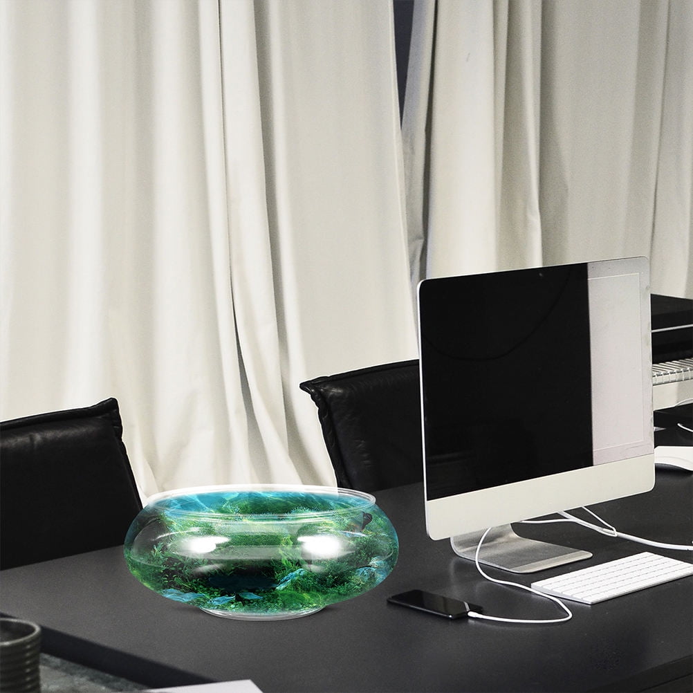 LOLIPPYY Set of 2 Small Clear Plastic Fish Bowls and Break-Resistant Aquarium Tanks for Home or Office