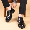 thumbnail image 4 of Men's Leather Brogue Oxford Dress Shoes, British Style Platform Chunky Sole Lace-Up Business Formal Shoes, 4 of 6