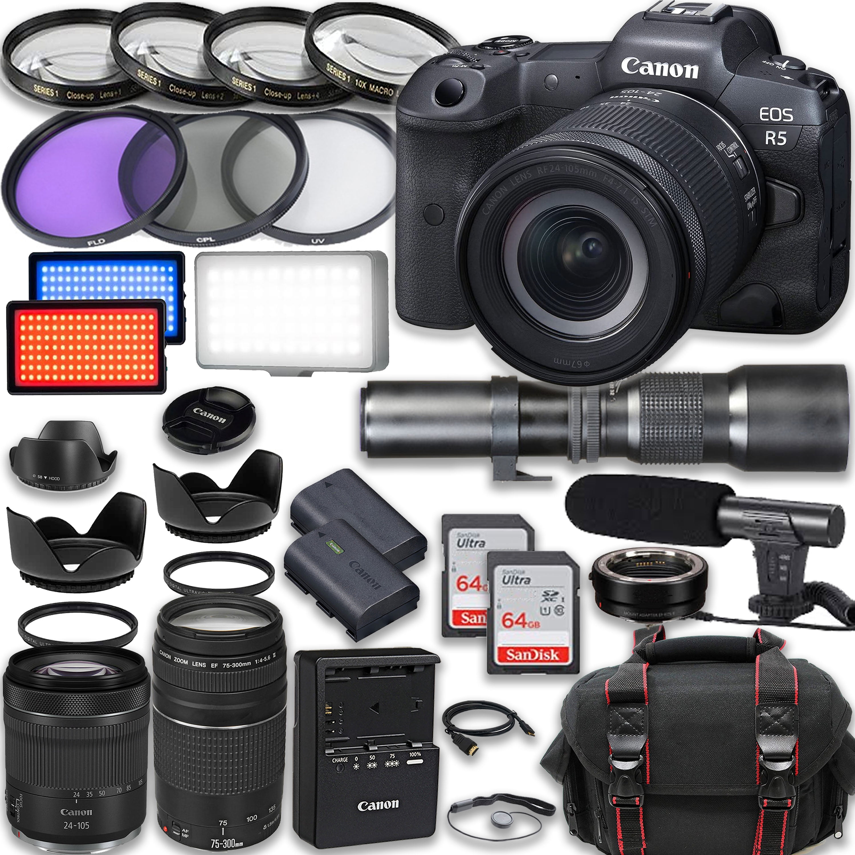 Canon EOS R5 Full Frame Mirrorless Camera with RF 24105mm STM & 75