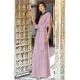 thumbnail image 3 of KOH KOH Long Bridesmaid Formal Short Sleeve V-Neck Full Floor Length Flowy Cocktail Summer Evening Wedding Guest Party Tall Maxi Dress Gown For Women Dusty Pastel Pink Medium US 8-10 NT026, 3 of 6