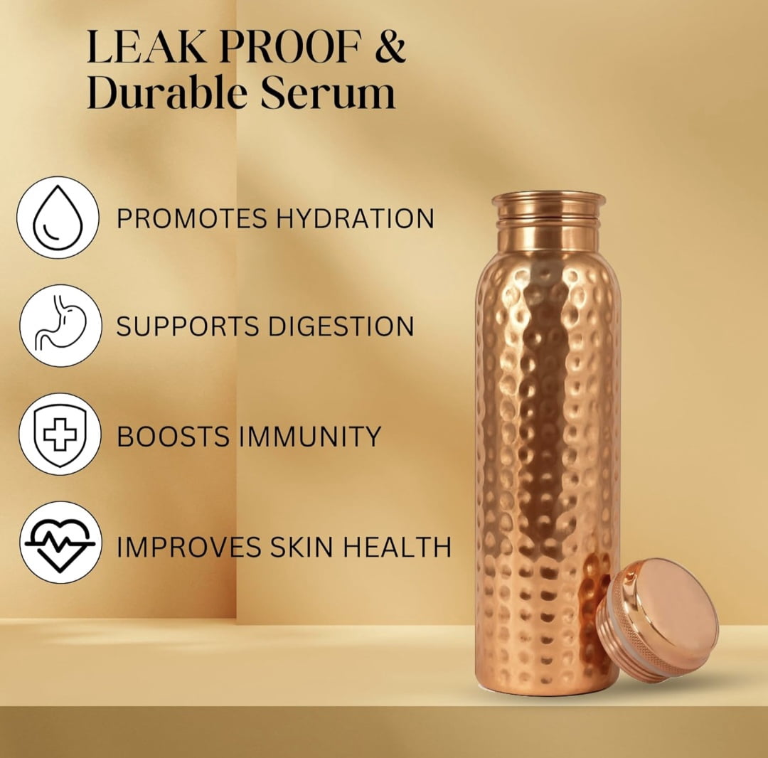 WellSip Copper Bottel | 100% Pure Copper Diamond cut Water Bottle 1000 ML